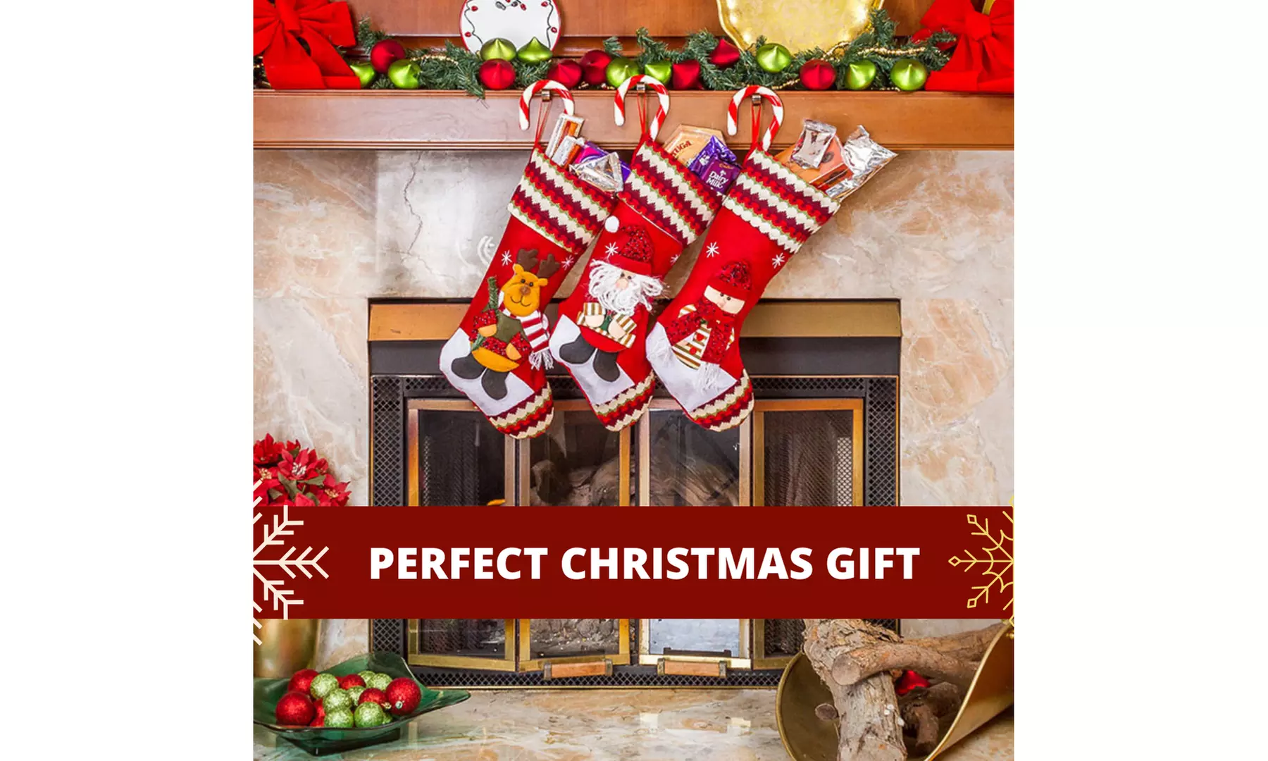 Jolly Christmas Stockings 2-Pack or 3-Pack Festive Holiday Décor