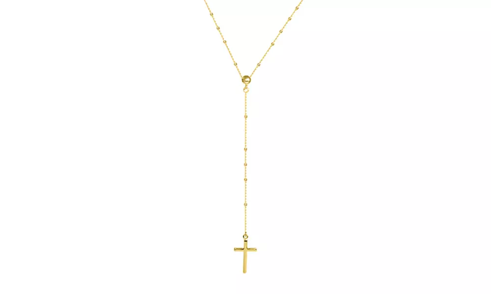 18k Gold or Rose Gold Plated Sterling Silver Rosary Necklace