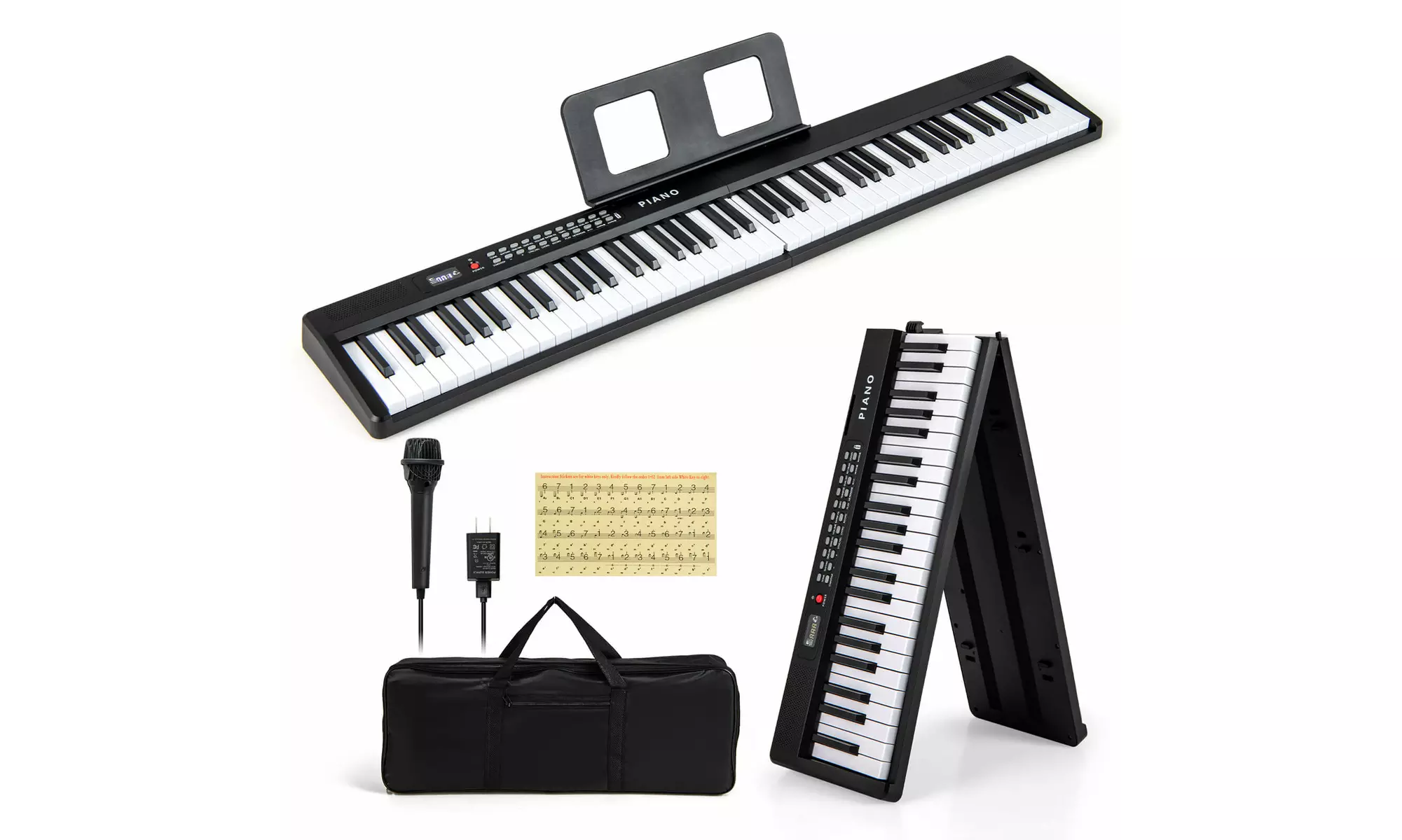 Costway 88 Key Folding Piano Keyboard with Wireless MIDI Dual Speakers