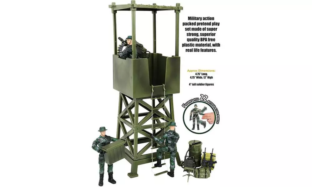 Click N' Play Military Lookout Watch Tower 16 Piece Play Set With Accessories - Second Medium