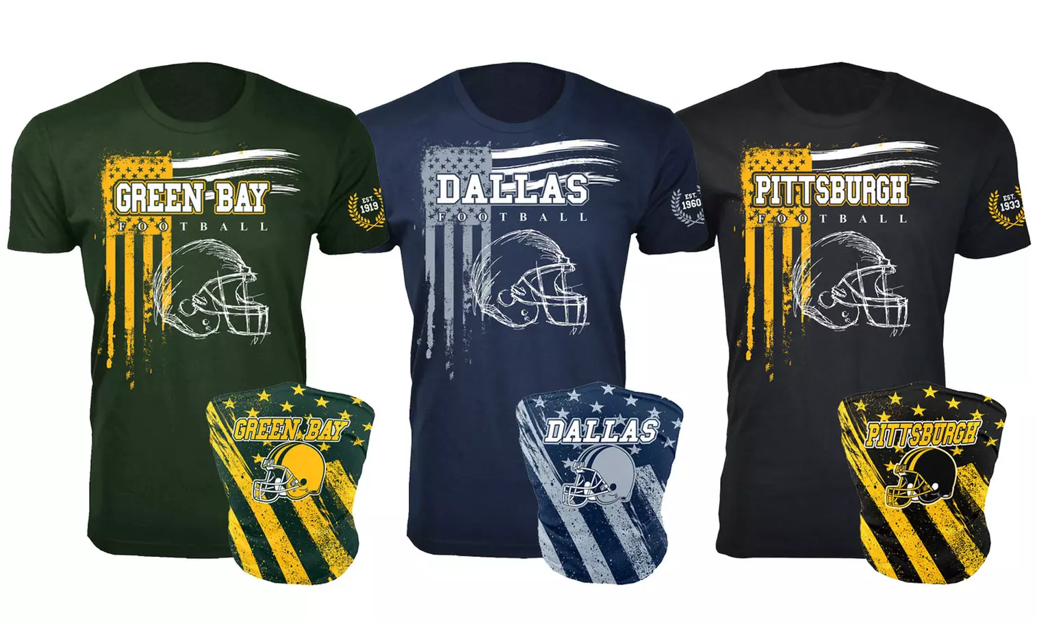 Men's Vintage USA Flag Football T-Shirts with Flag Gaiter (M-3XL) - Primary Image