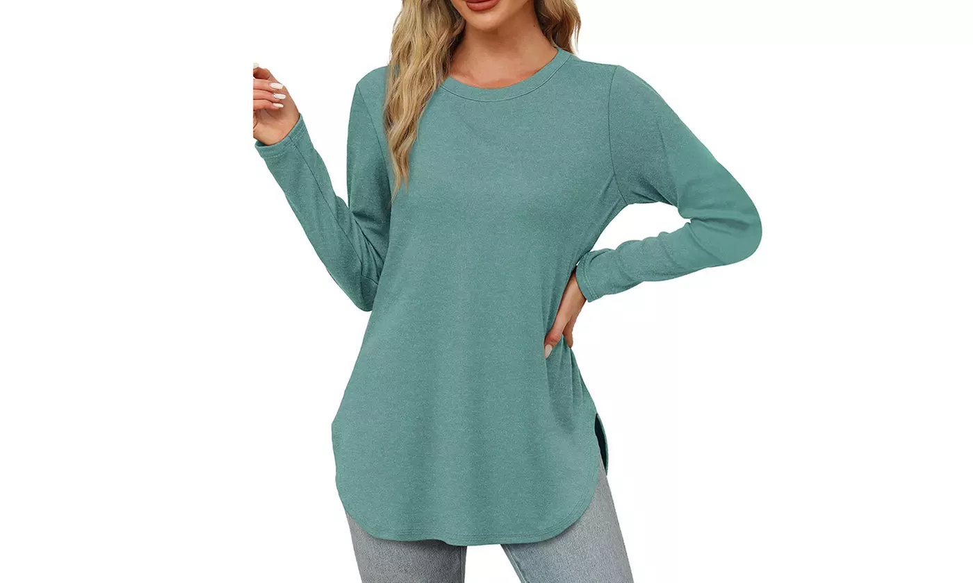 Bohuma Long Sleeve Round Hem Tunic Top