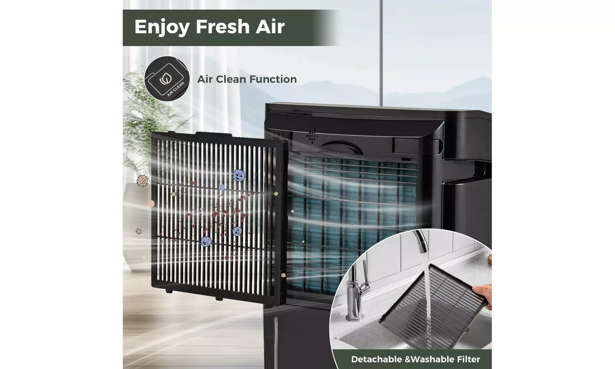 Costway 57 Pint Dehumidifier for Basement with 4 Modes 3-Color Indicator
