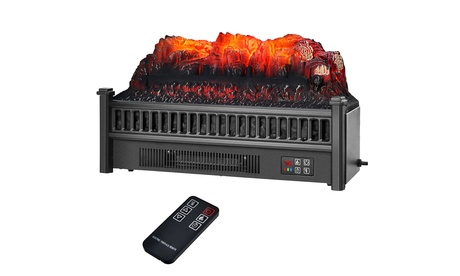 Costway 23 Electric Fireplace Log Set Heater W/ Remote Control Realistic Flam EP24832US-BK