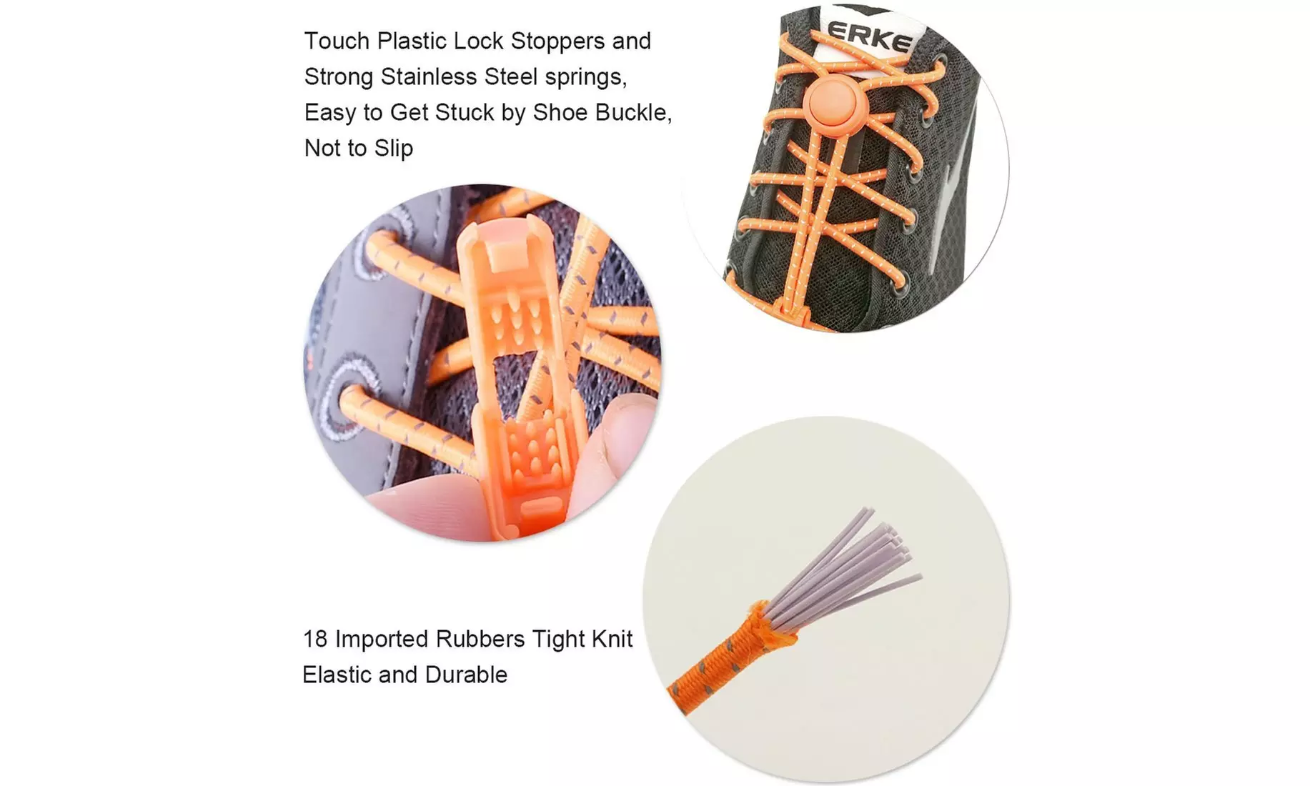 No Tie Elastic Shoelace Lock Laces Shoe Strings Fastening Locking Togg