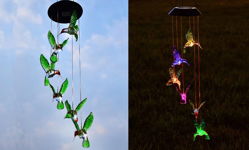 Up To 89% Off on LED Solar Hummingbird Wind Ch... | Groupon Goods