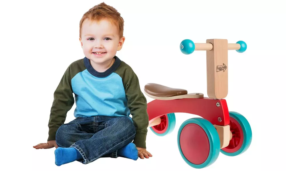 Happy Trails Walk-and-Ride Wooden Balance Bike for Toddlers - Second Medium