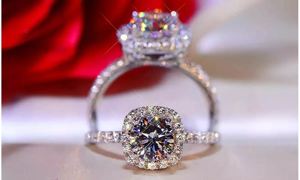 Sterling Silver 925 Cushion Cut Cubic Zirconia 3.5CT CZ Band Ring