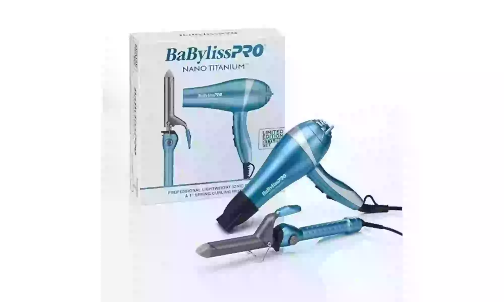 BaBylissPRO Nano Titanium Ionic Hair Dryer & 1" Spring Curling Iron Value Pack