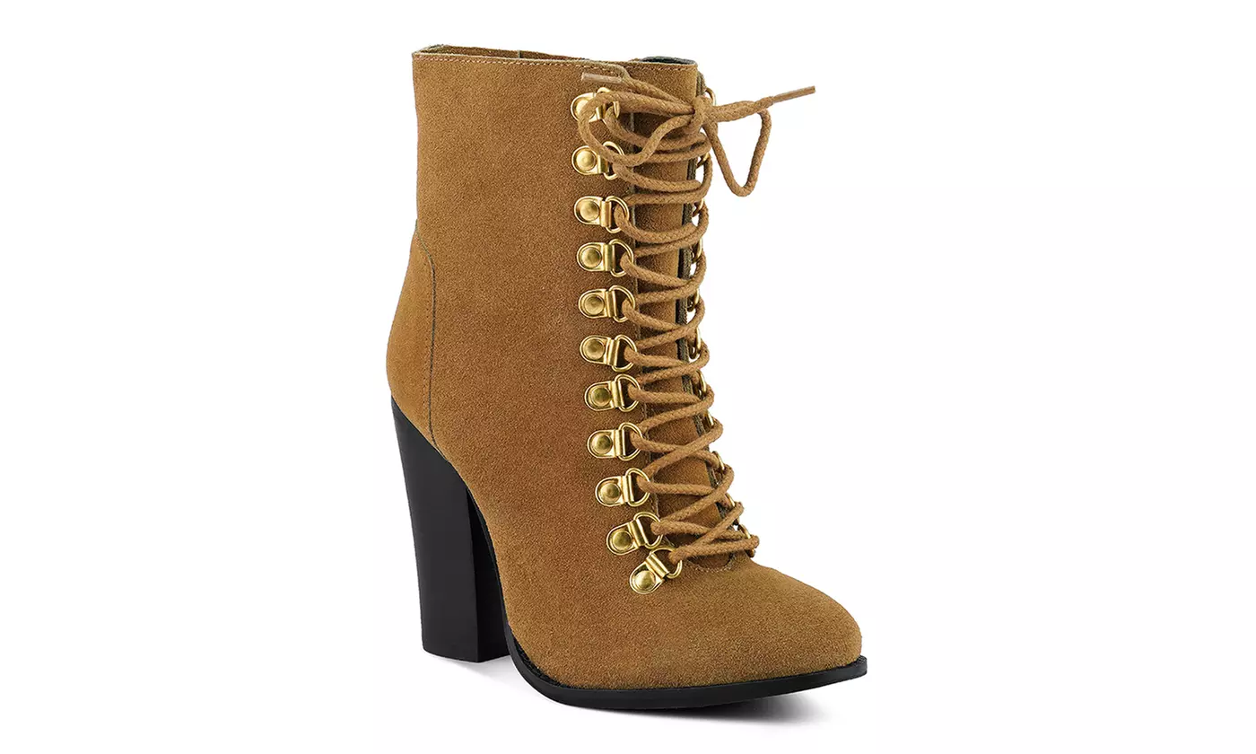 Rag & Co Goose-Feather Antique High Heeled Ankle Boot