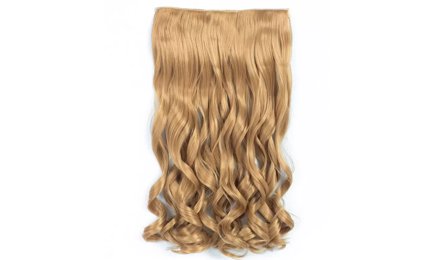 24 inch Long Curly Wavy Wigs 5 Clips In Hair Full Head Extension