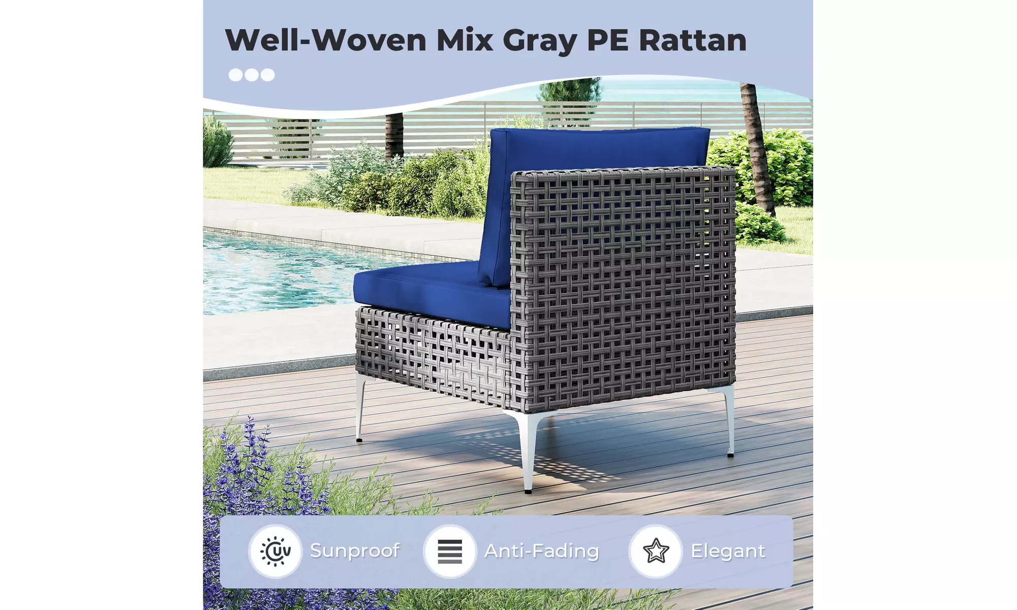 Costway Outdoor Furniture Set with Seat & Back Cushions Coffee Table