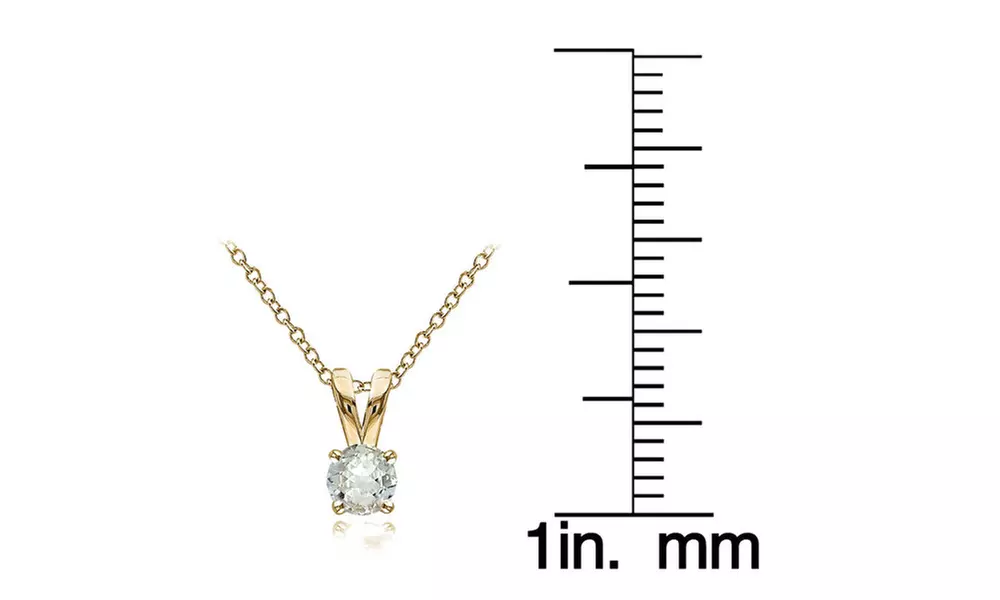 Light Aquamarine 5mm Round Solitaire Pendant Necklace in Gold Flash 925 Silver - Second Medium