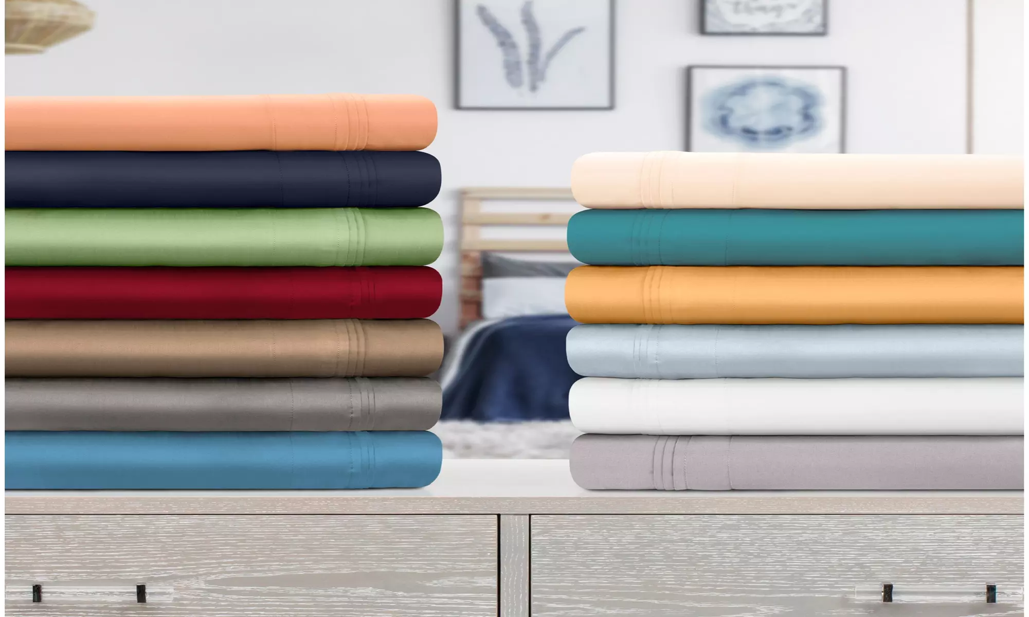 Superior 1000 Thread Count 100% Egyptian Cotton Solid Bed Sheet Set All Sizes - Primary Image