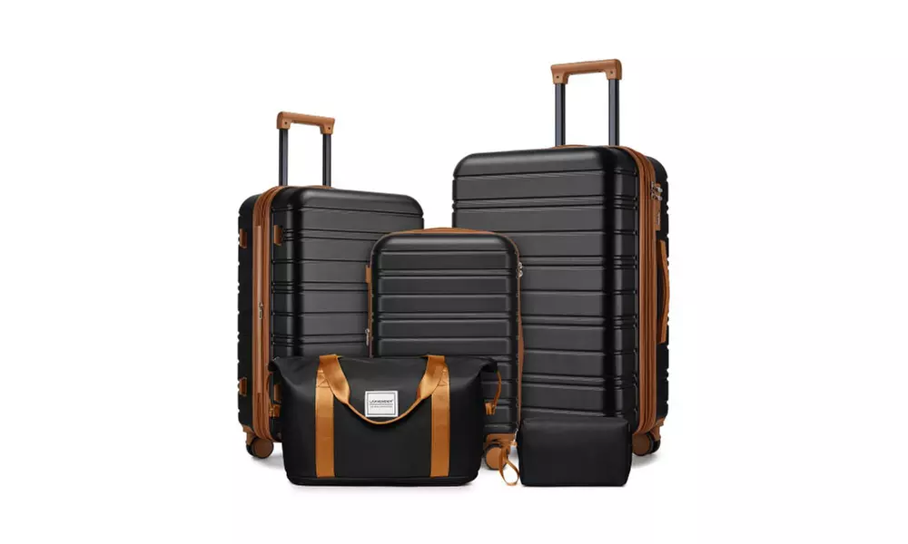 Five-Piece Hard Case Luggage Set: 20", 24", 28" with Travel and Toiletry Bags