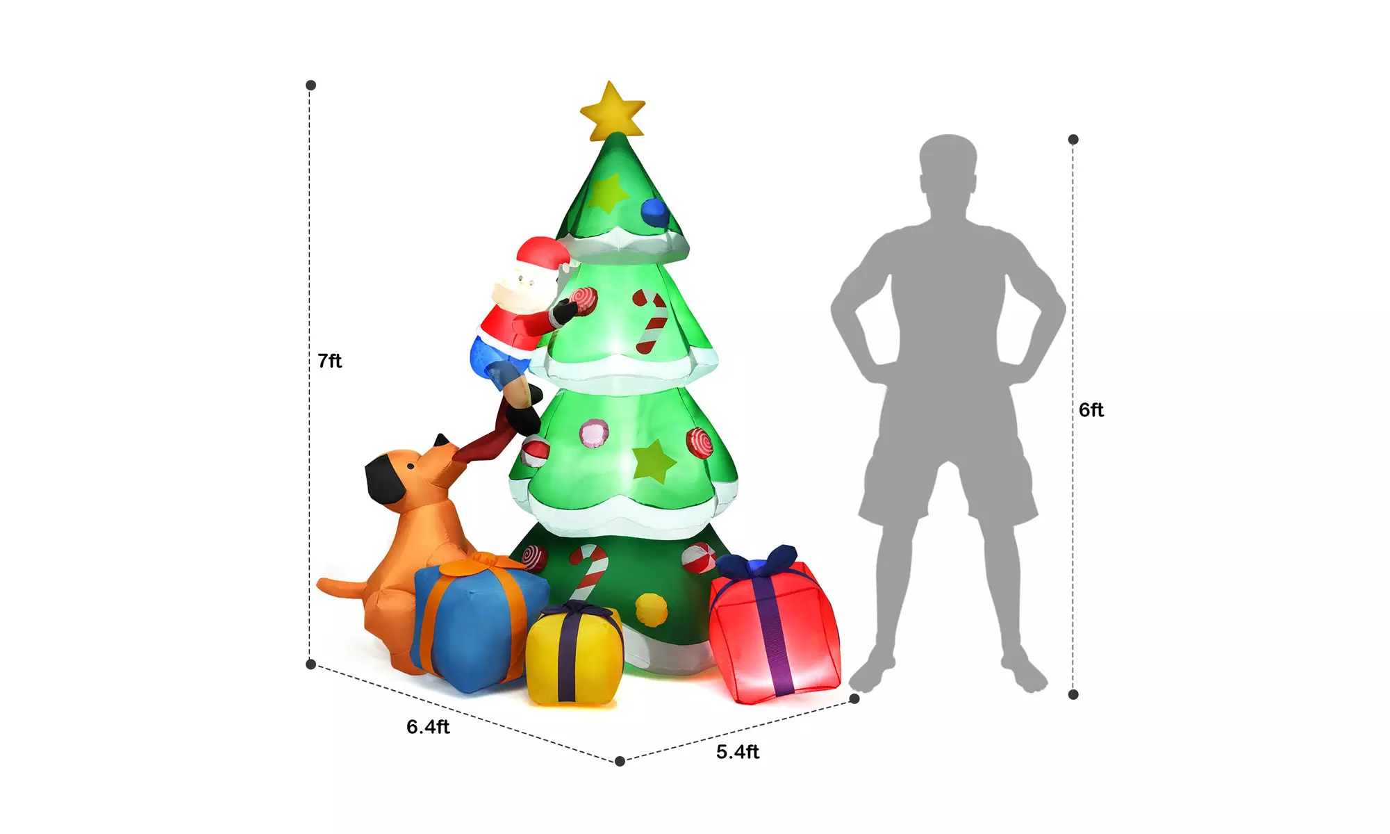 Costway 7 FT Inflatable Christmas Tree Santa Decor w/LED Lights Yard Decoration