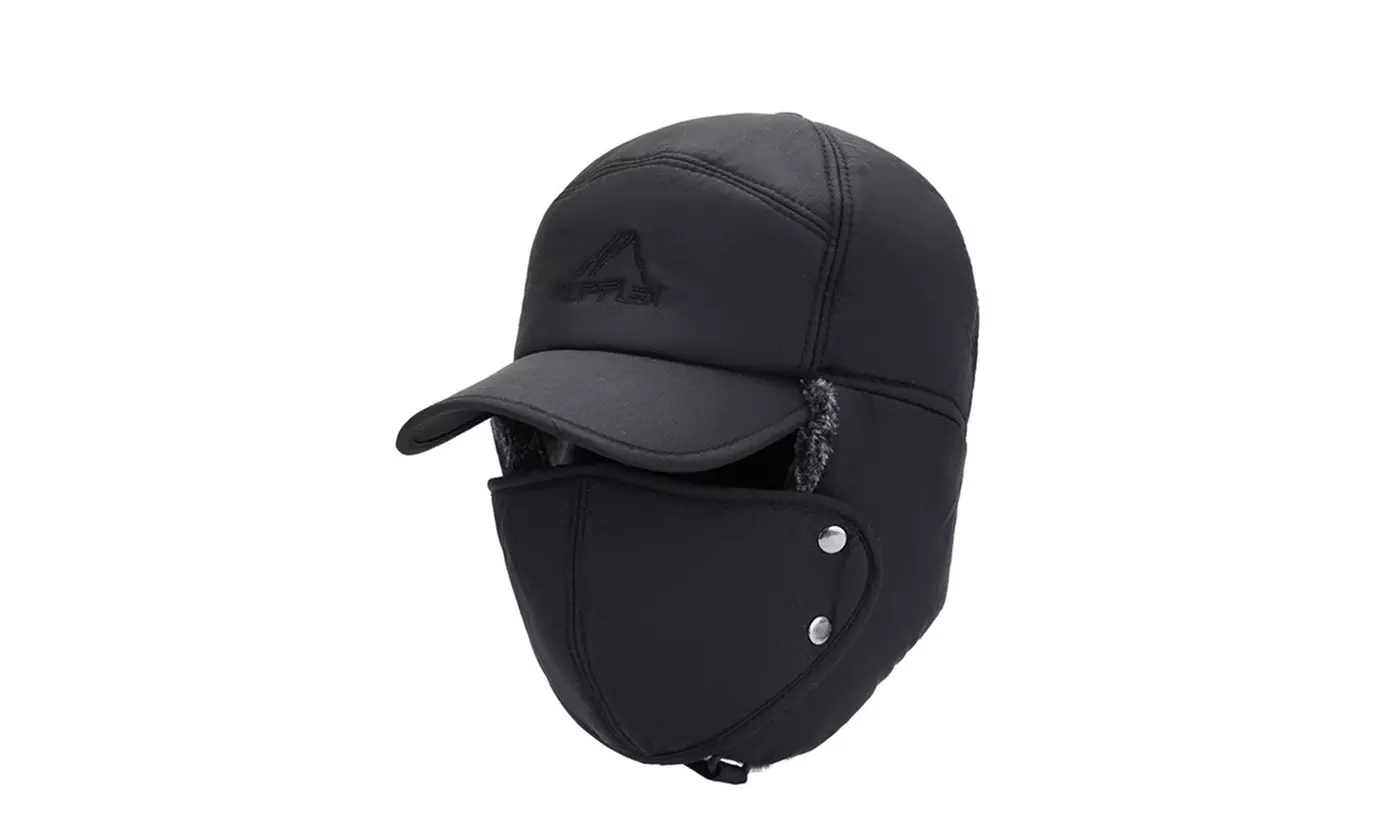 Winter Men Windproof Hat Warm Full Face Detachable Mask Outdoor Baseball Cap - Second Medium