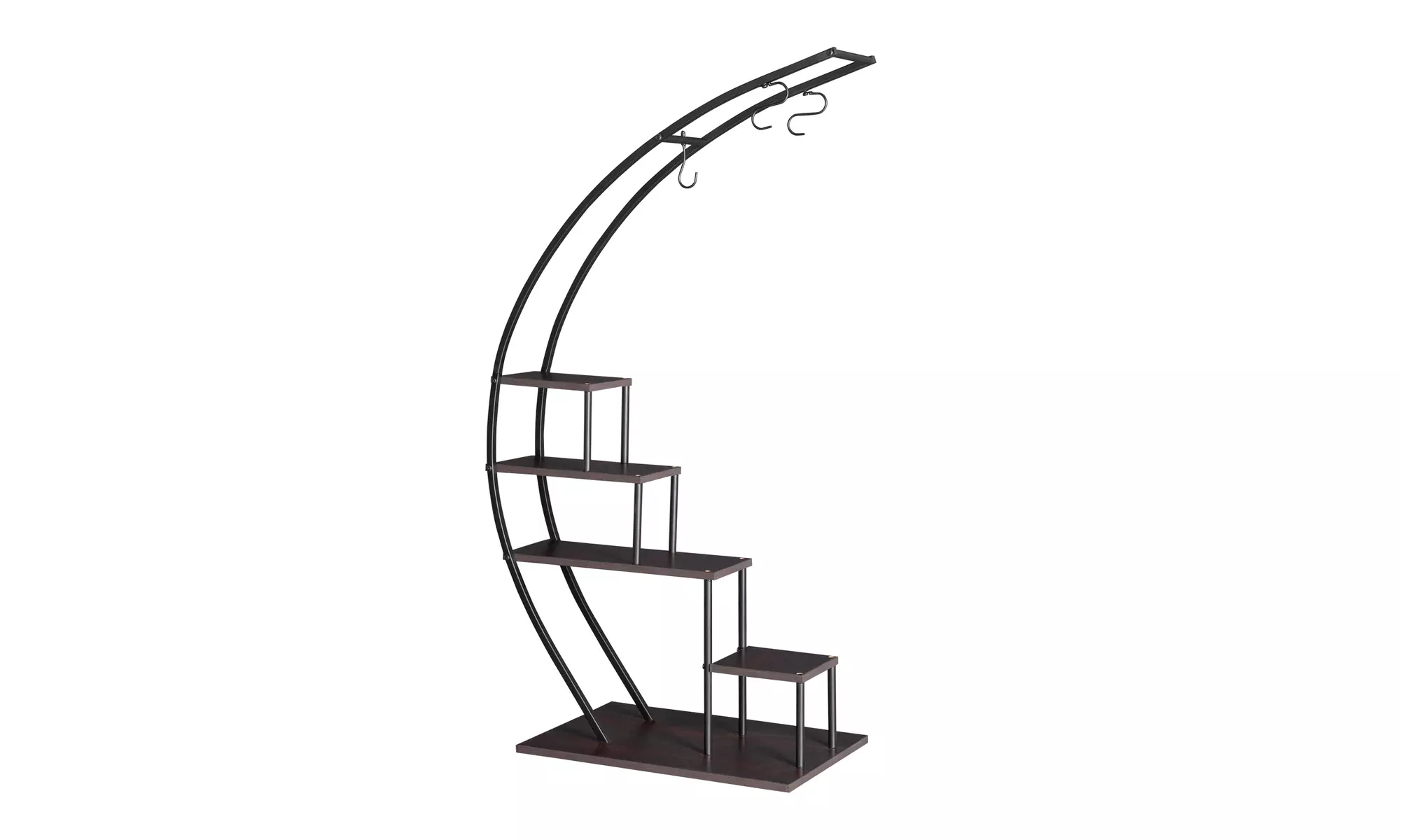 5 Layer Half Circle Flower Stand Metal Plant Shelf Black