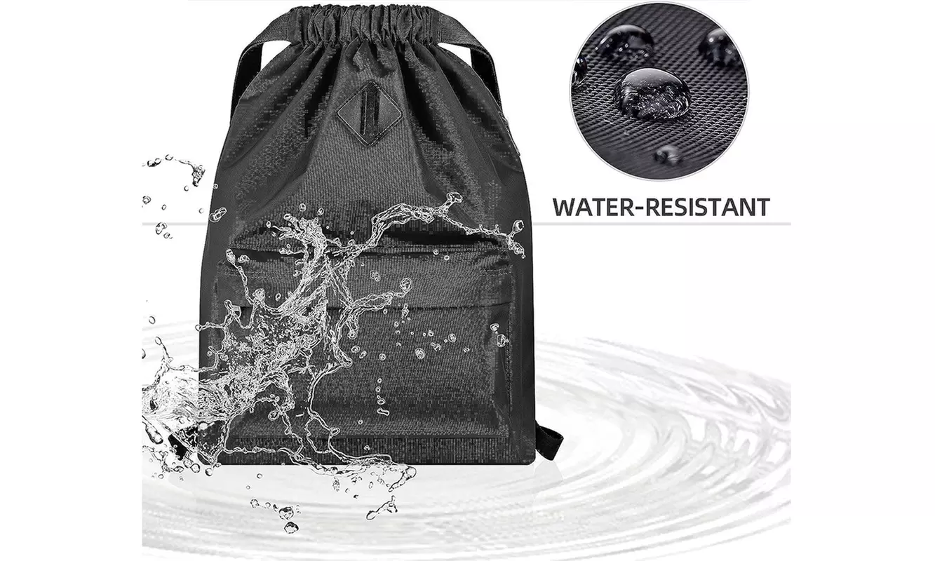 Water Resistant Drawstring Backpack Sports Gym Sack with Side Pocket