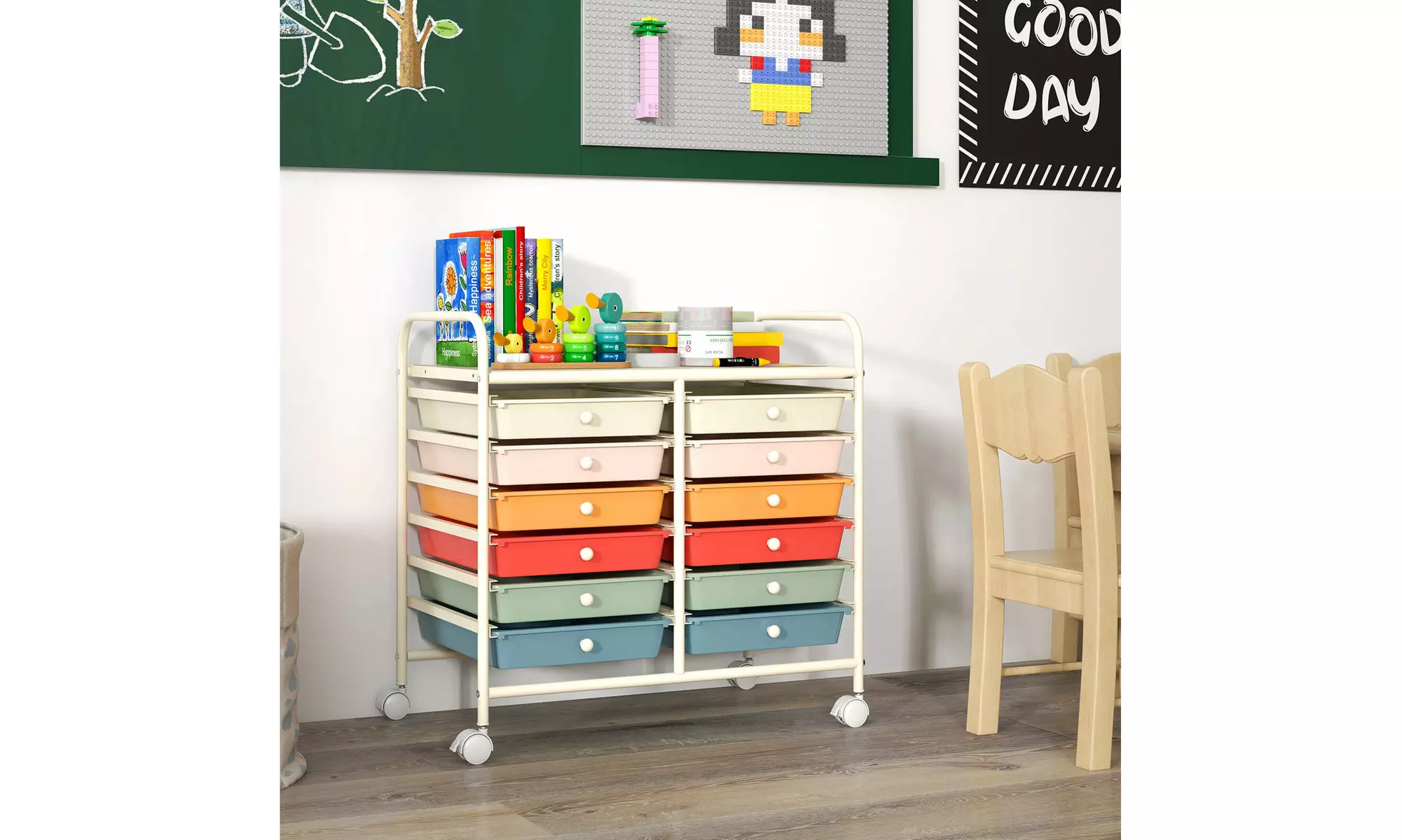 Costway 12 Drawers Rolling Cart Storage Scrapbook Paper Studio Organizer Bins