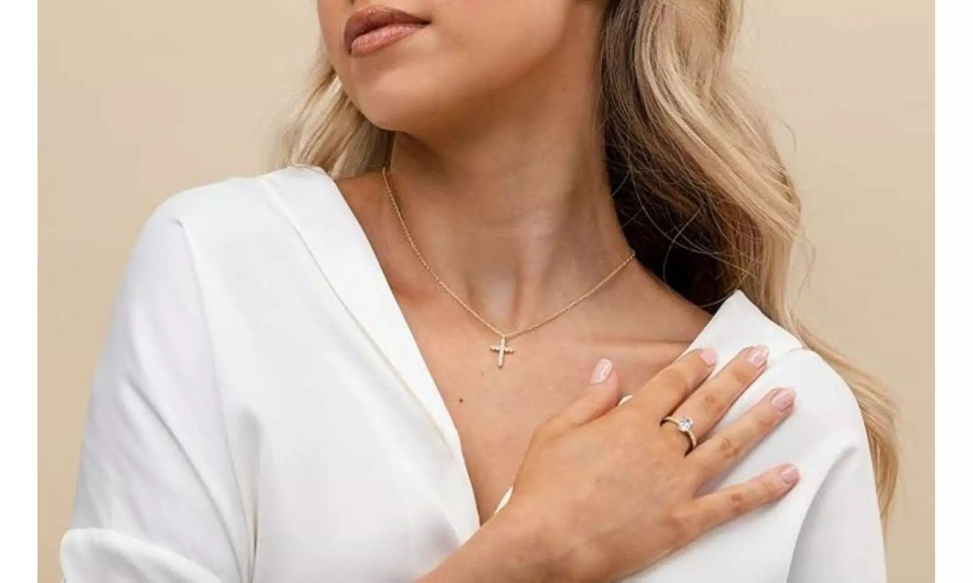 925 Sterling Silver Cubic Zirconia Cross Pendant Necklace, Silver & Gold Plated