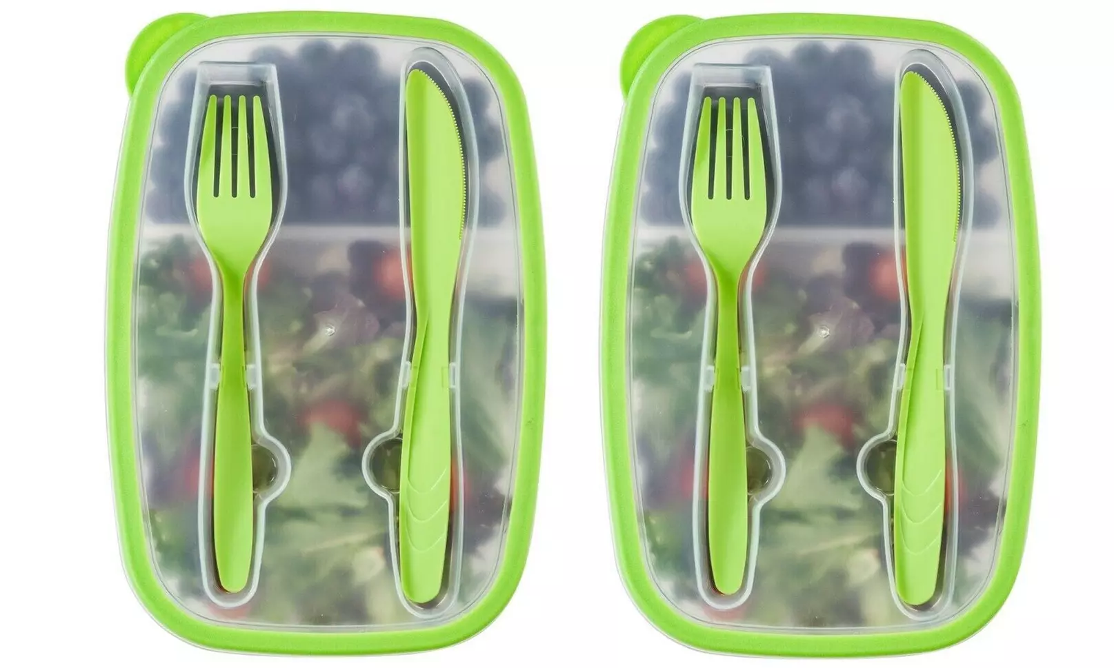 Set of 6 Plastic Bento Lunch Box - Food Storage Containers with Cutlery Set - Primary Image
