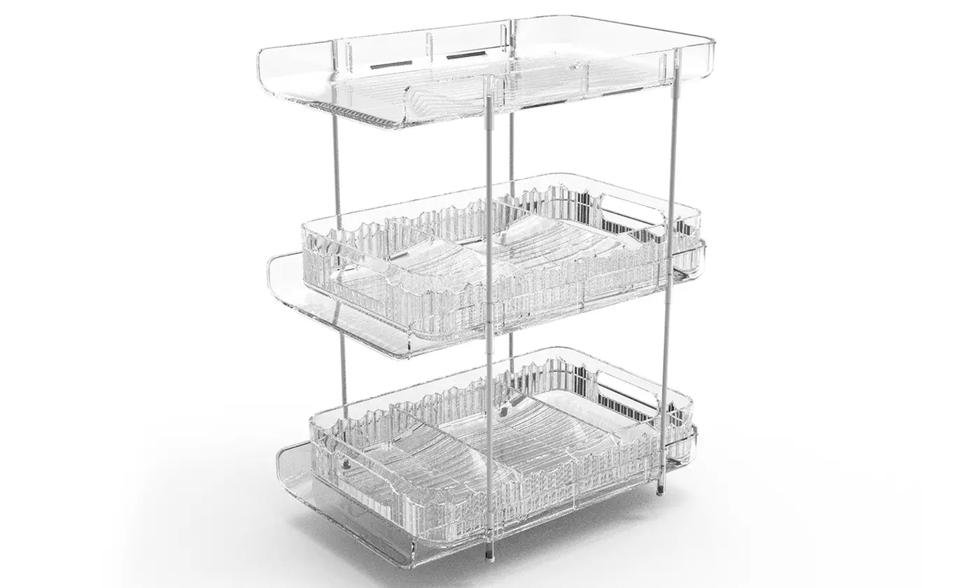 Two-Pack NewHome 3-Tier Clear Bathroom Organizer with Pull-Out Drawers