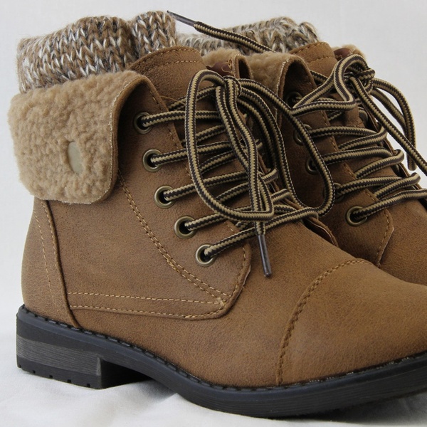 brown fold over combat boots women