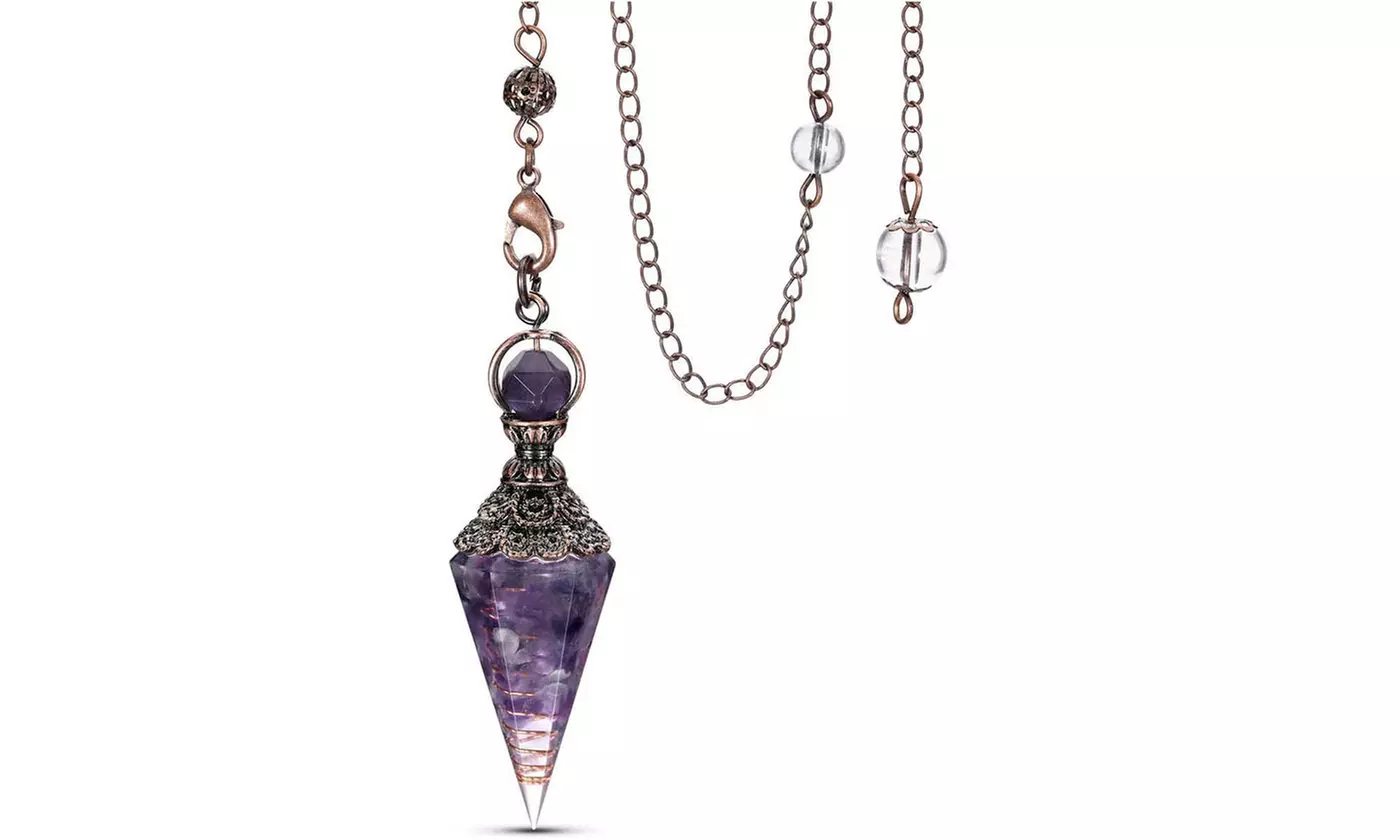 Natural Quartz Chakra Crystal Reiki Gemstone Orgone Pendulum Pendant with Box