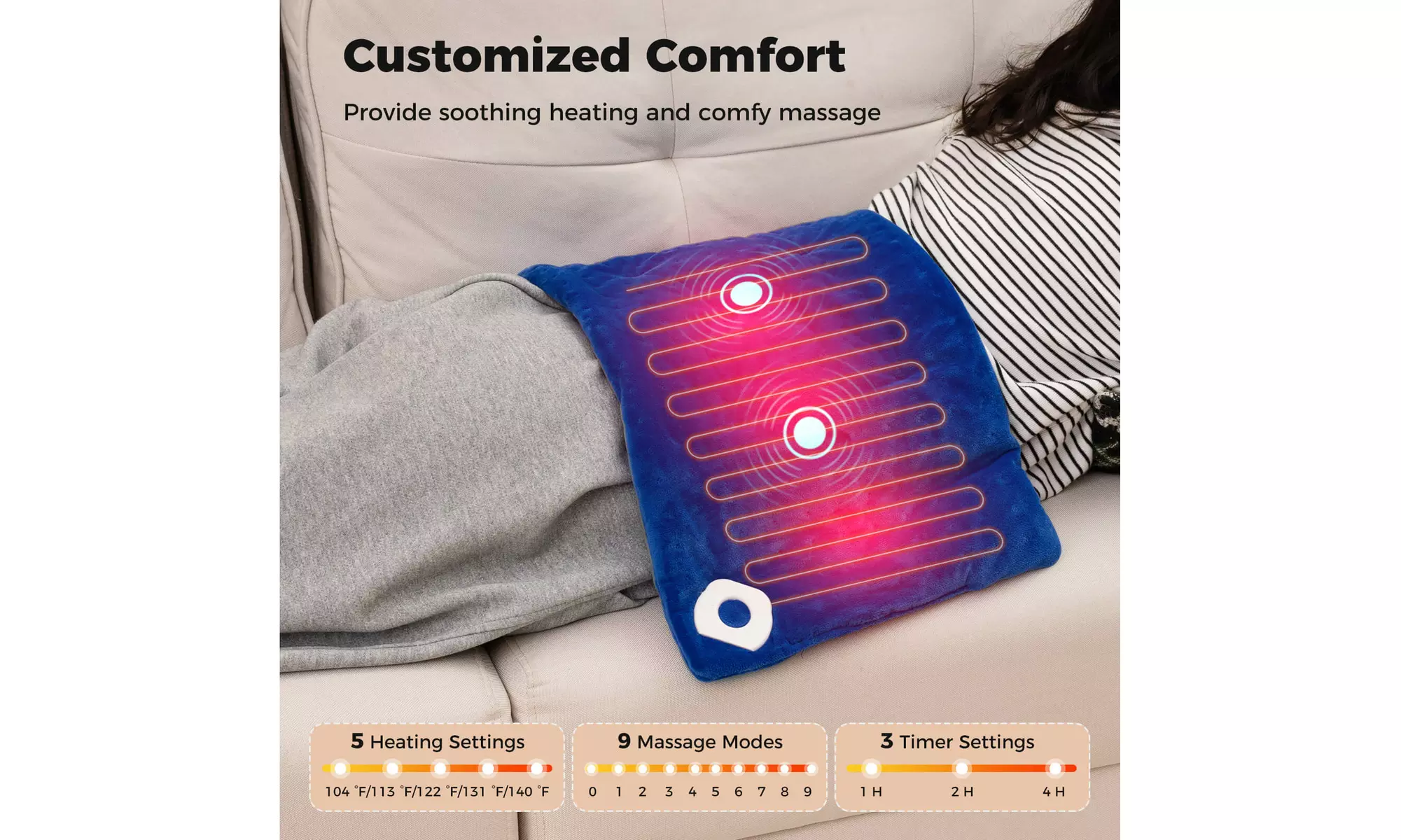 Costway Weighted Heating Pad: 2 Massagers, 5 Heat/Vibration Levels