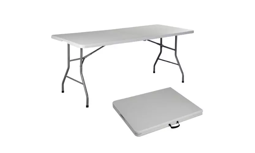 New Granite White Plastic Indoor Outdoor Folding  6' Portable Camping Tables - Second Medium