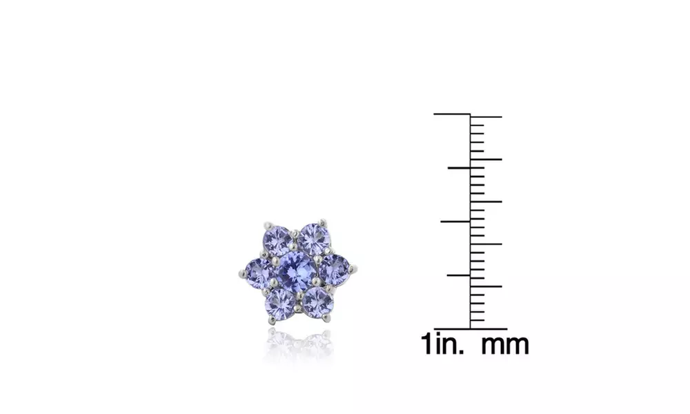 2 cttw Tanzanite Flower Stud Earrings in Sterling Silver - Second Medium