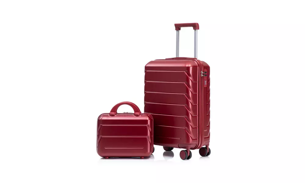 ABS Hard Shell Carry-On Suitcase with Front Pocket, TSA Lock & Spinner Wheels