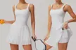 ItBelongs2U Women's Workout Sleeveless Tennis Dress with Pockets Shorts - Second Medium