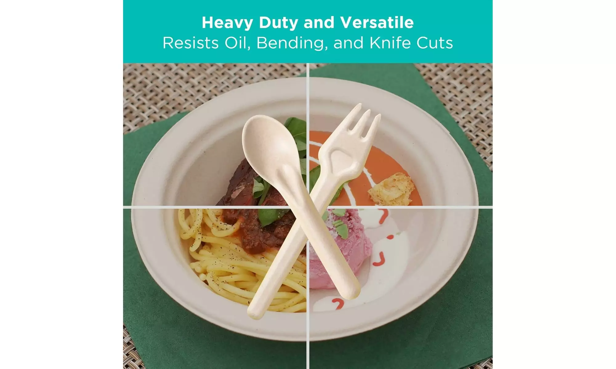 Compostable Renewable Fiber Spoons PFAS, Bleach Free, BPI Certified