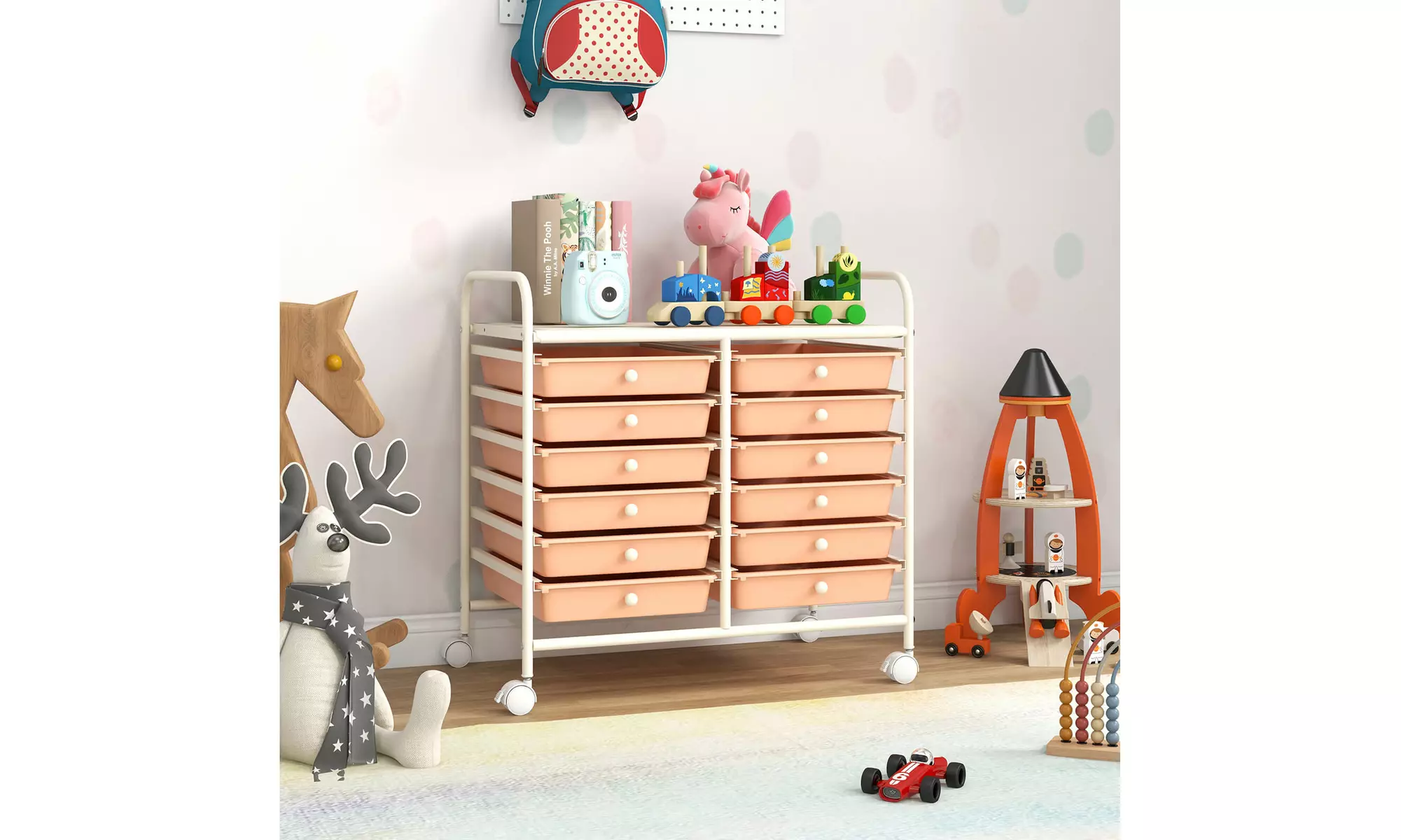 Costway 12 Drawers Rolling Cart Storage Scrapbook Paper Studio Organizer Bins