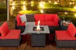 Costway 7PCS Patio Rattan Furniture Set 30'' Fire Pit Table Cover Cushion Sofa - Second Medium