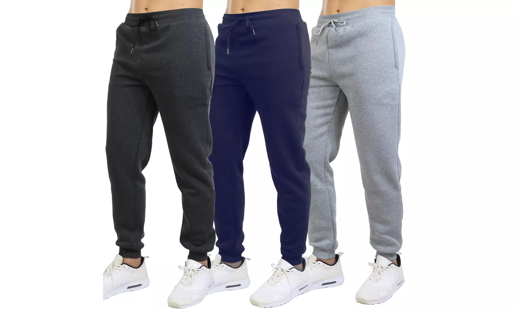 3-Pack Blue Ice Men's Fleece-Lined Jogger Sweatpants with Zipper Pockets