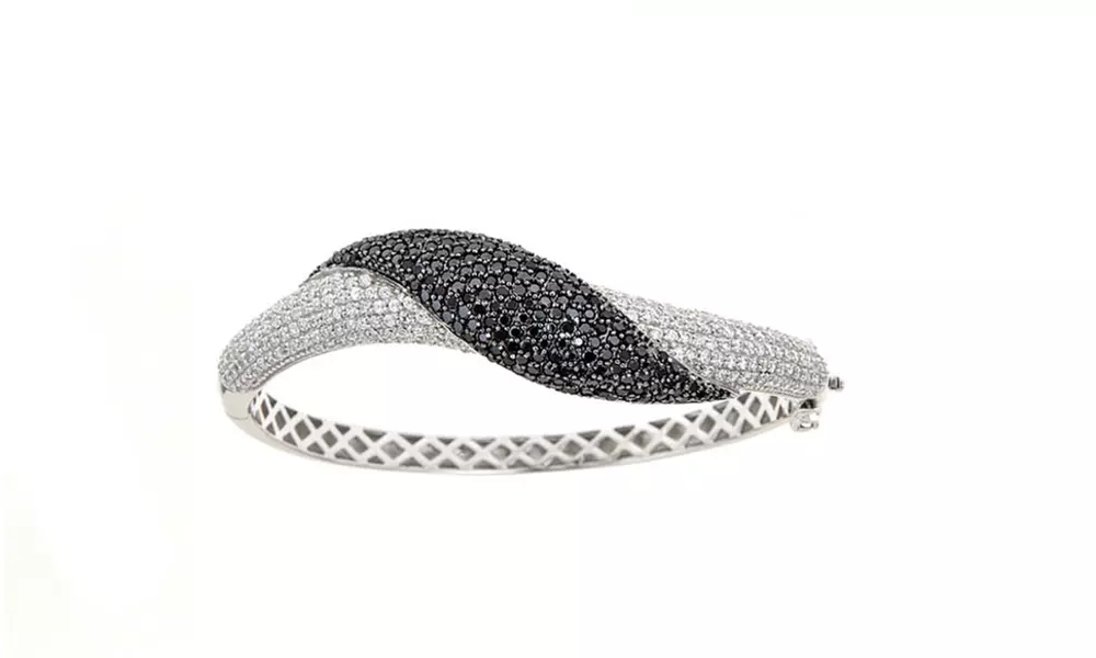 18kt white gold plated bridal bangle - Primary Image