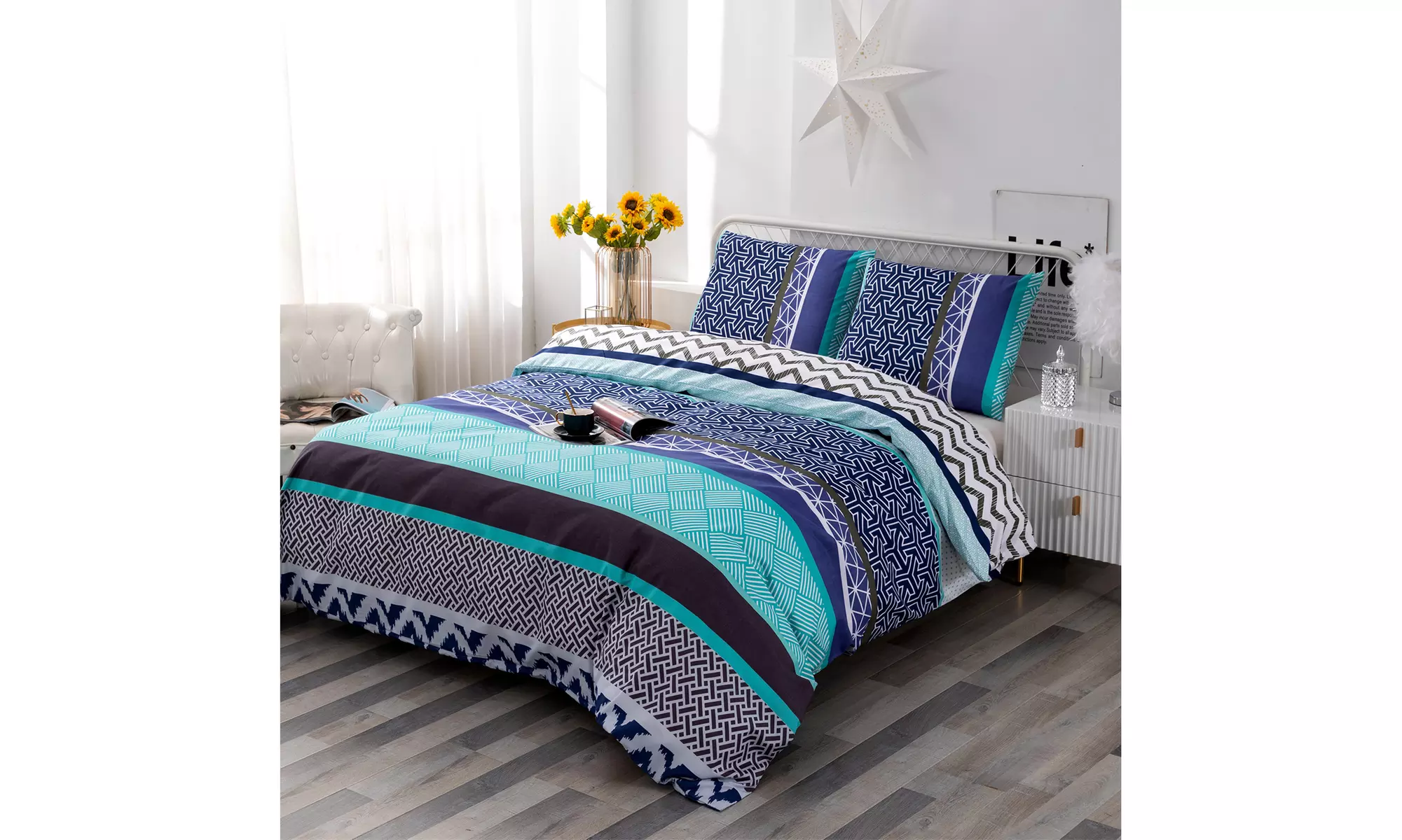 Microfiber Duvet Cover Set with Wrinkle and Shrink Resistant - 3 Pieces - Primary Image