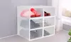 NewHome Transparent Shoe Boxes Foldable Stackable Storage Bin Organizer (6-Pack)