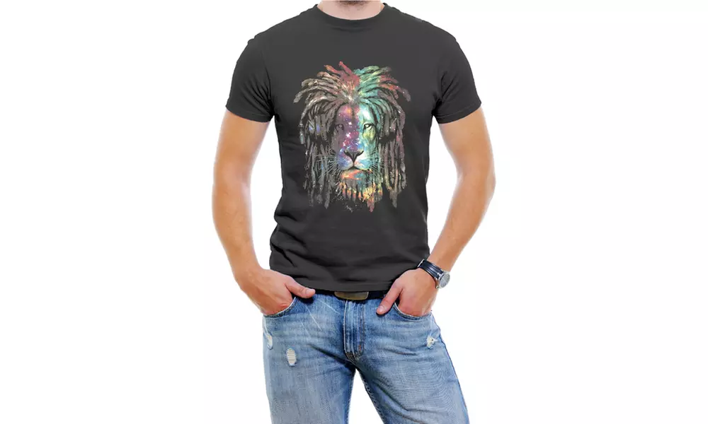 Galaxia Lion Face Men Fashion Soft Cotton Short Sleeved T-Shirt - Primary Image