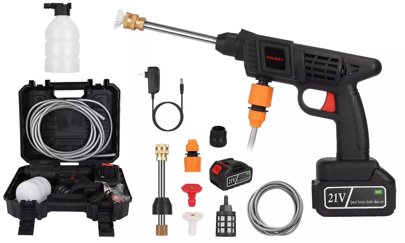 iMounTEK 21V Cordless High-Pressure Power Washer Cleaner with Spray Nozzles