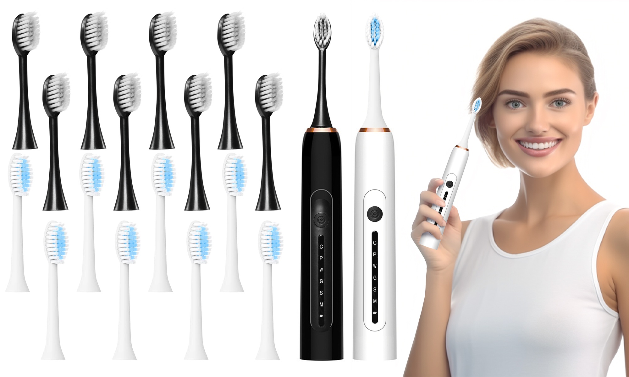 Electric Sonic Toothbrush with 6 Cleaning modes and 8 Brush Heads High Vibration