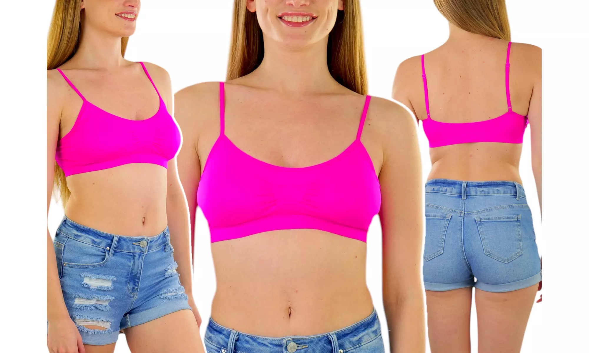 Six-Pack of LoungeLove Women's Seamless Padded Bralettes 