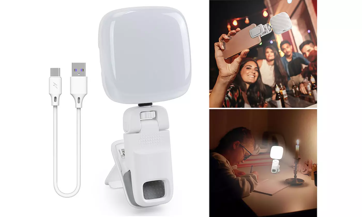 Clip-on Phone Selfie Light with 3 Lights and Infinite Adjustment Modes