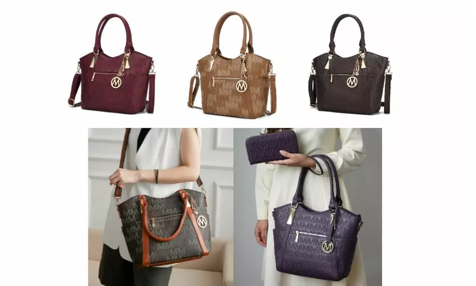 MKF Collection Vegan Jeneece & Lucy M Signature Women's Tote Handbags by Mia K