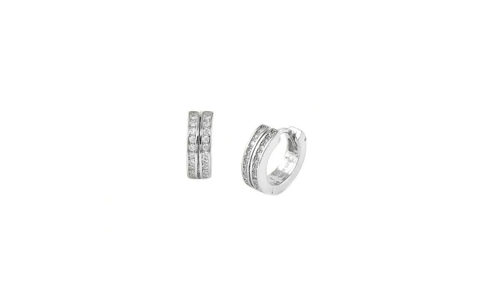 925 Sterling Silver Cubic Zirconia Huggie Hoop Earrings 3 Styles