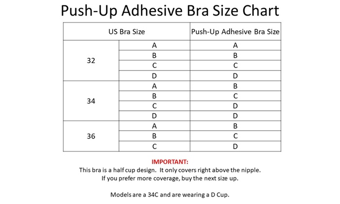 Adhesive Bra Size Chart