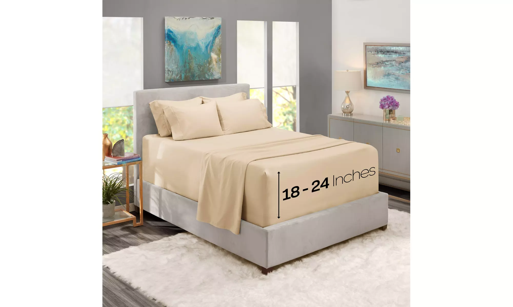 Nestl Extra Deep Pocket Sheets - 18-24 Inch Fitted Bed Sheet Set - 6 Piece